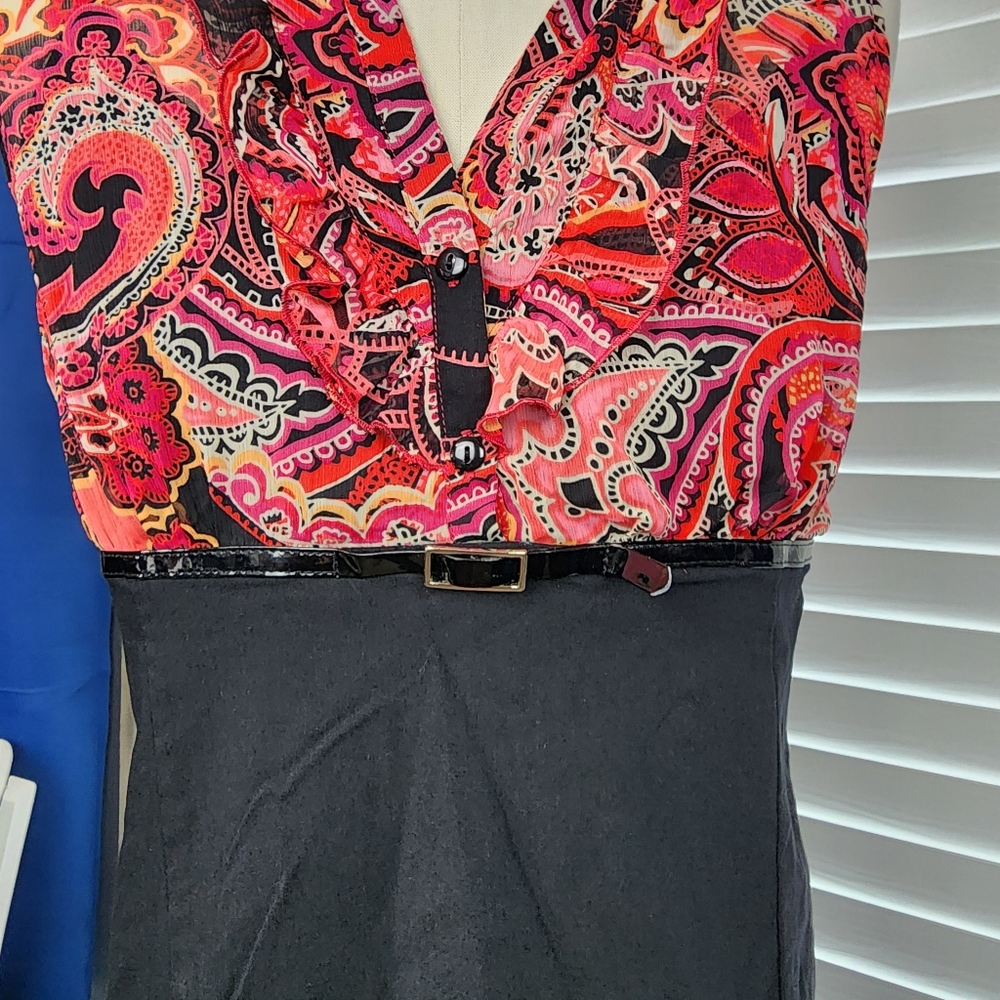 Studio 1940 Sleeveless Black Paisley Shirt Sz Large Business Casual - Picture 2 of 13